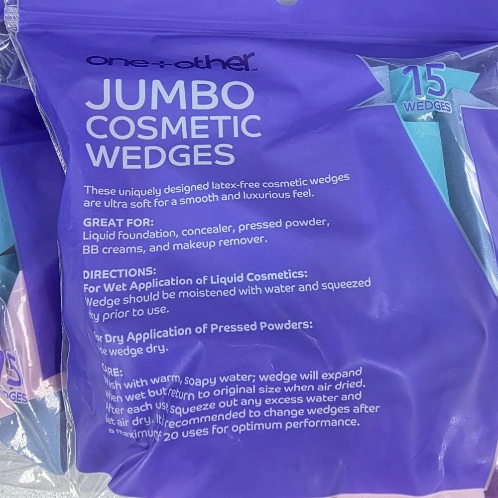 LOT of 5 One Other Jumbo Cosmetic Wedges Latex Free 15 Count Ea Pastel Mixed